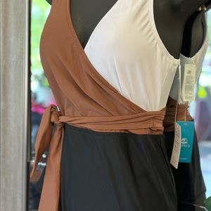 Brown White & Black Swimsuit